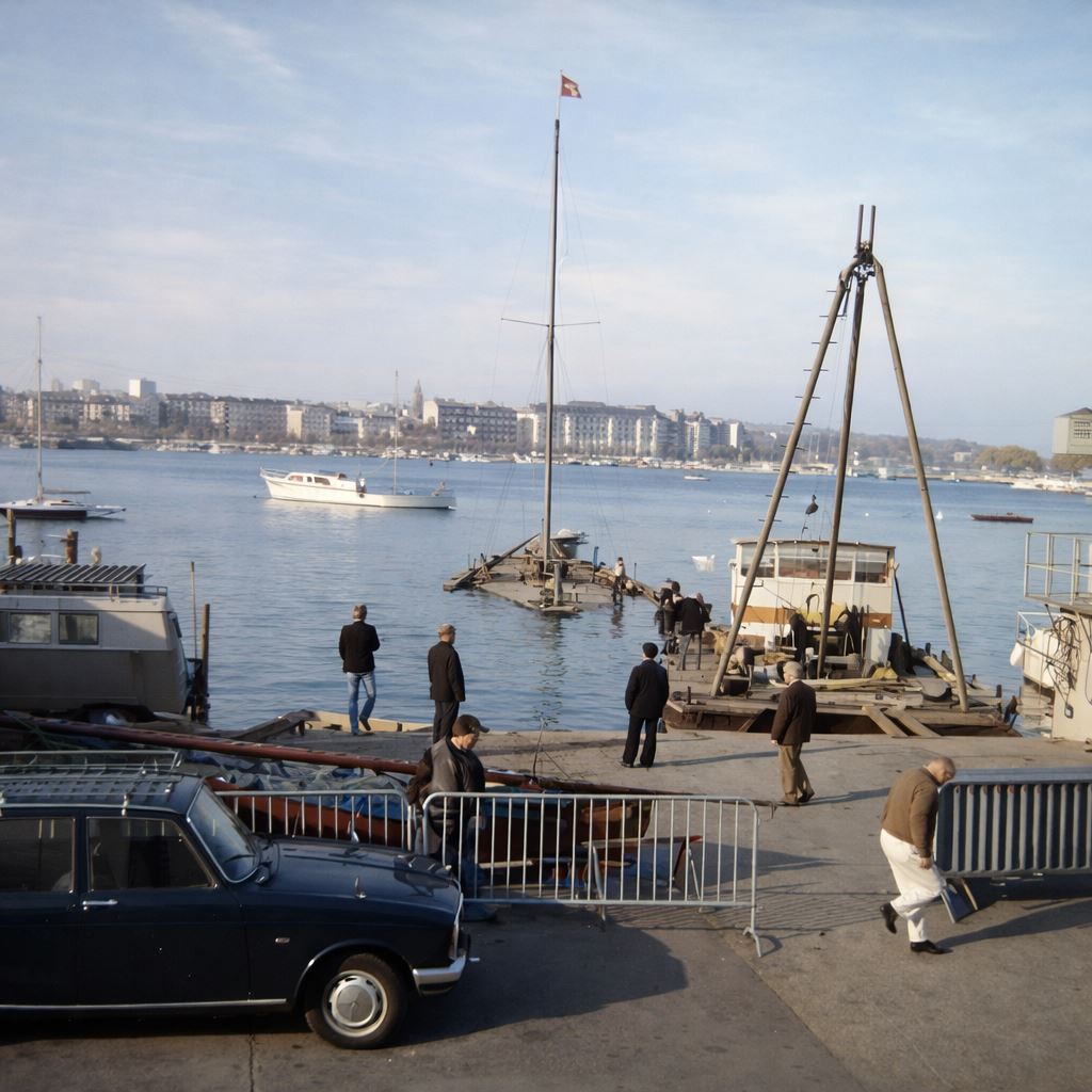 La Neptune, coulée à son amarrage en 1972