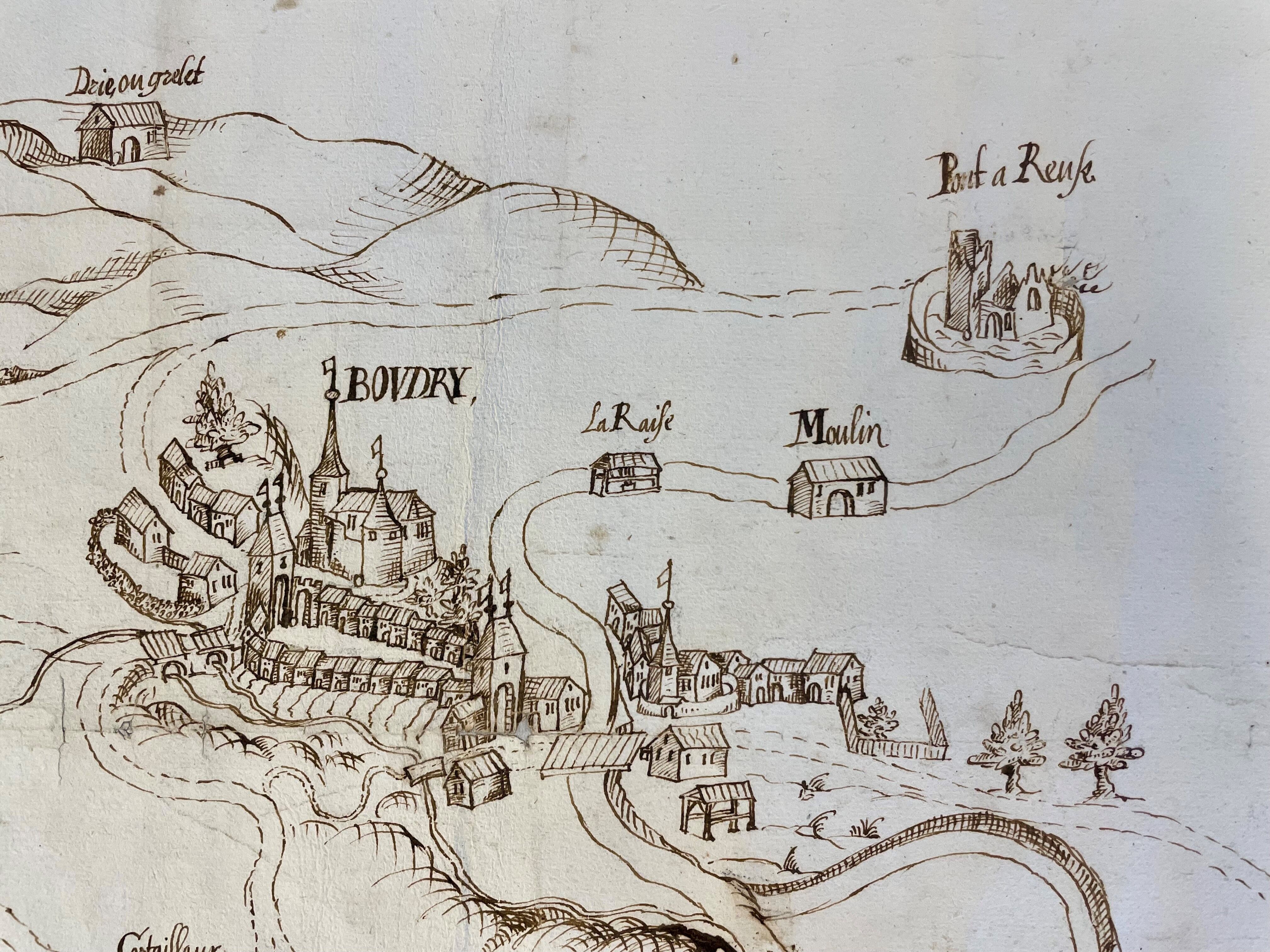 Détail du plan de Josué Perret-Gentil, vers 1630 (AEN, PLA-718)