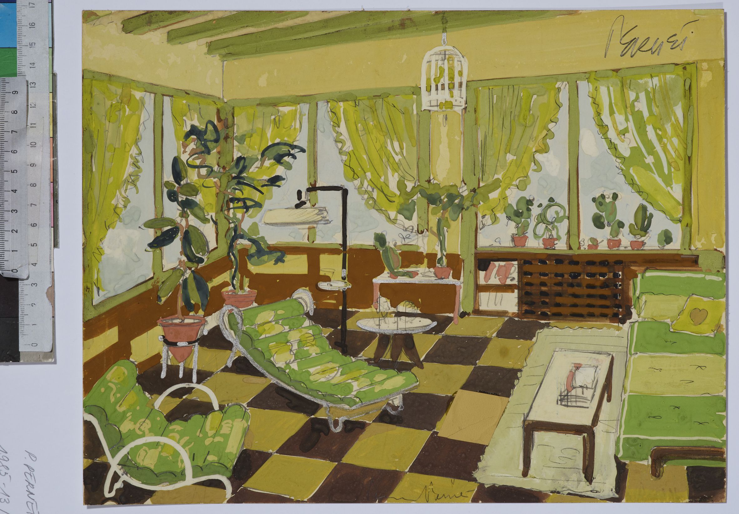 Percival Pernet, gouache sur bristol, vers 1920-1950