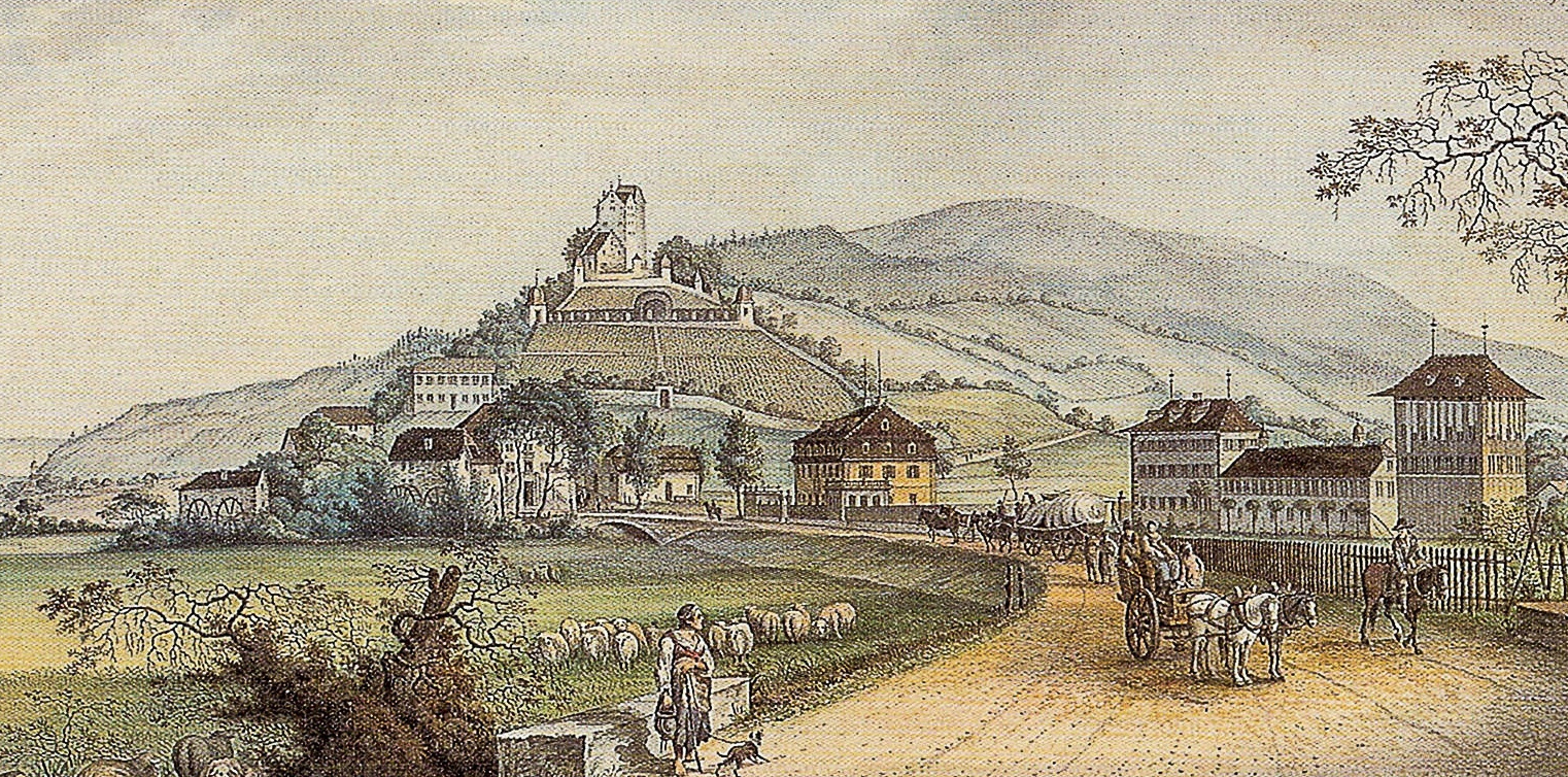Schloss Wildegg mit barockem Garten, Johann Jakob Aschmann, 1800