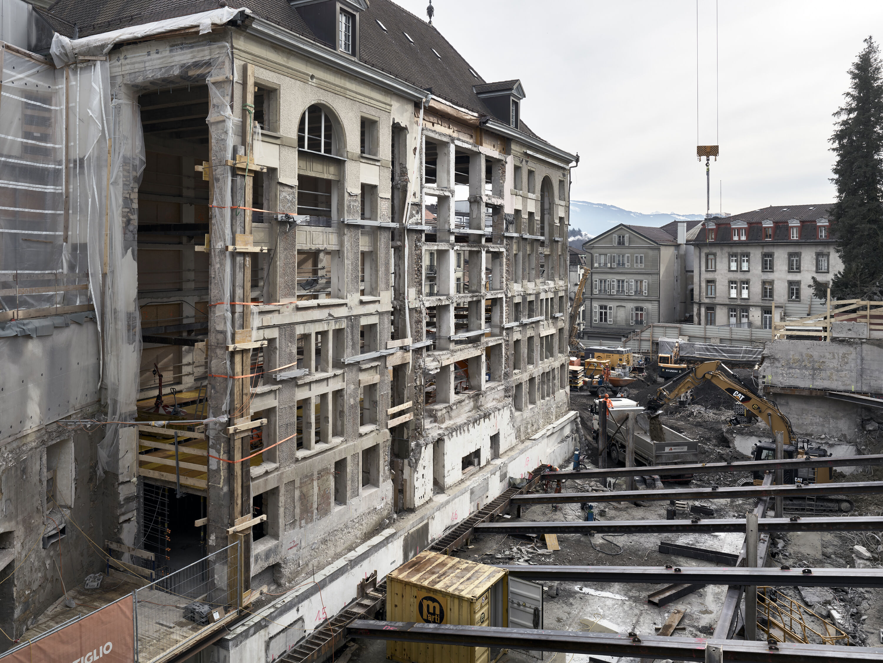 vue de la restauration de la bibliothèque cantonale et universitaire de Fribourg