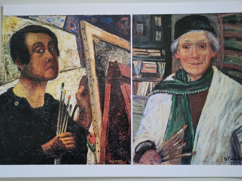 Selbstportraits der beiden Künstlerinnen, Helen Dahm und Bertha Züricher