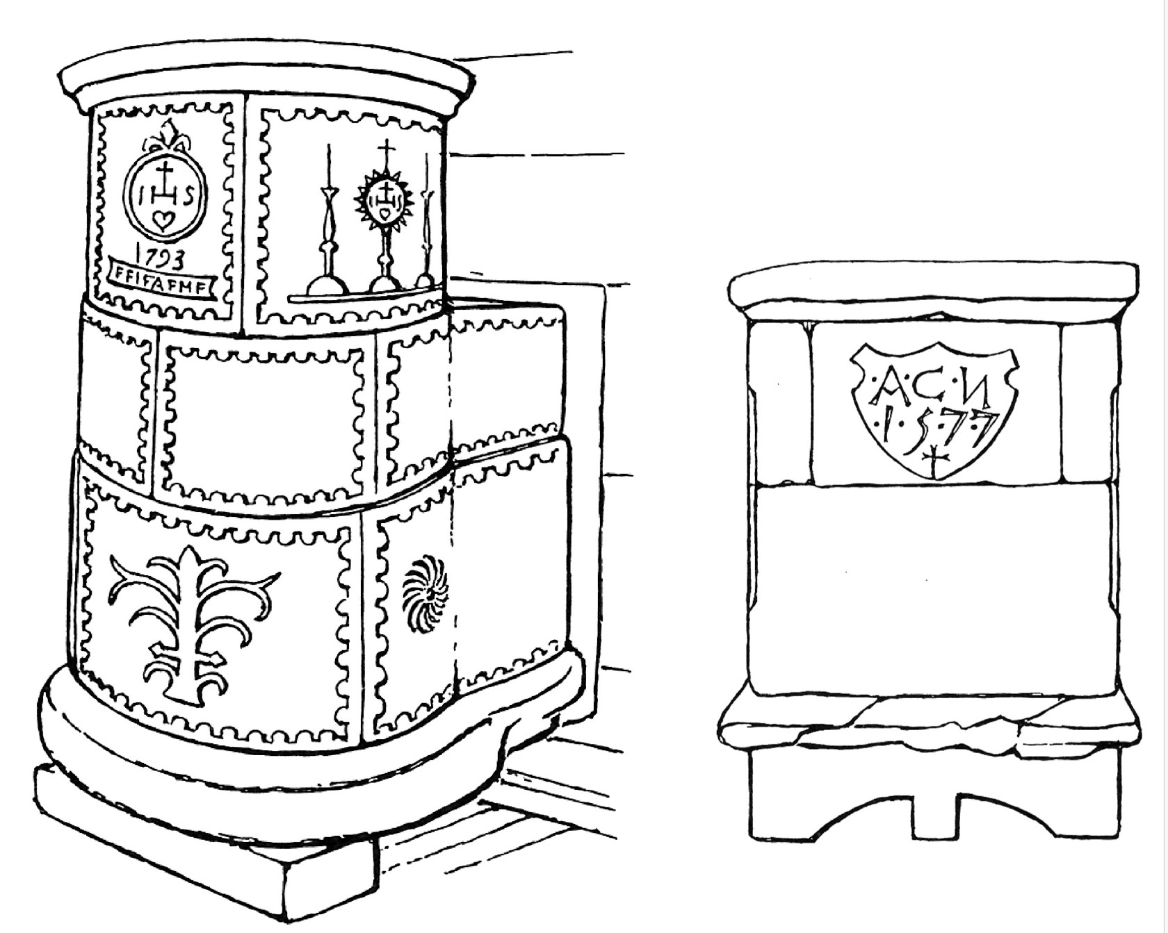 Dessin de fourneau en pierre ollaire